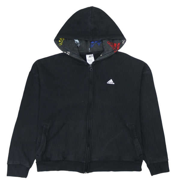 Adidas 90's Vintage Black Sportswear Hoodie Medium Full Zip Up