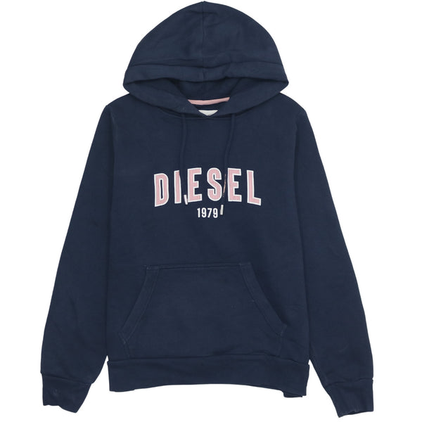 Diesel 90's Navy Blue Spellout Pullover Hoodie Medium