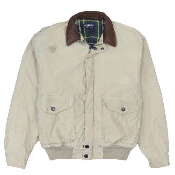Vintage Nautica 90's Beige Cream Windbreaker XLarge Full Zip