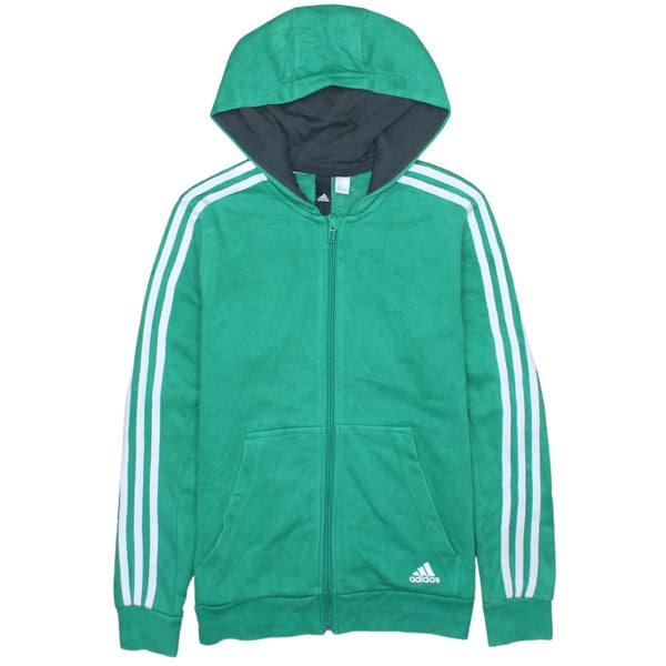 Adidas Green 90's Vintage Striped Sleeve Full Zip Hoodie Men's Small