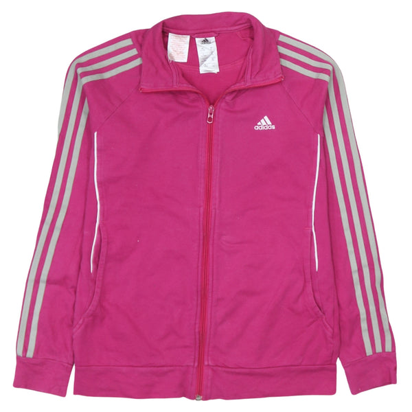 Adidas 90's Vintage Pink Striped Sleeve Full Zip Sweatshirt Women's XLarge