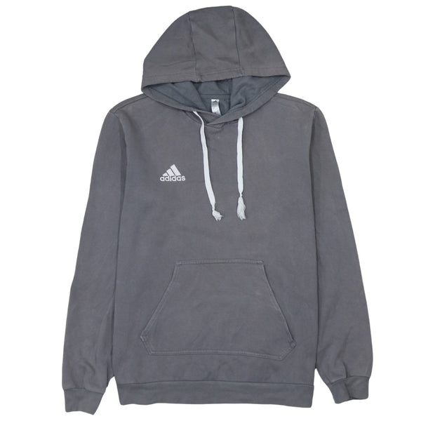 Adidas Men's 90s Grey Small Hoodie | Vintage Pullover with Pockets