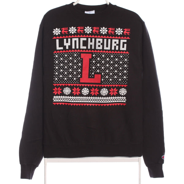 Champion Vintage 90s Lynchburg Christmas Crewneck Sweatshirt Small Black