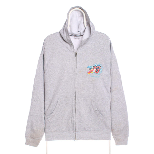 Disney 90's 2013 Mickey Mouse Disneyland Zip Up Hoodie Large Grey