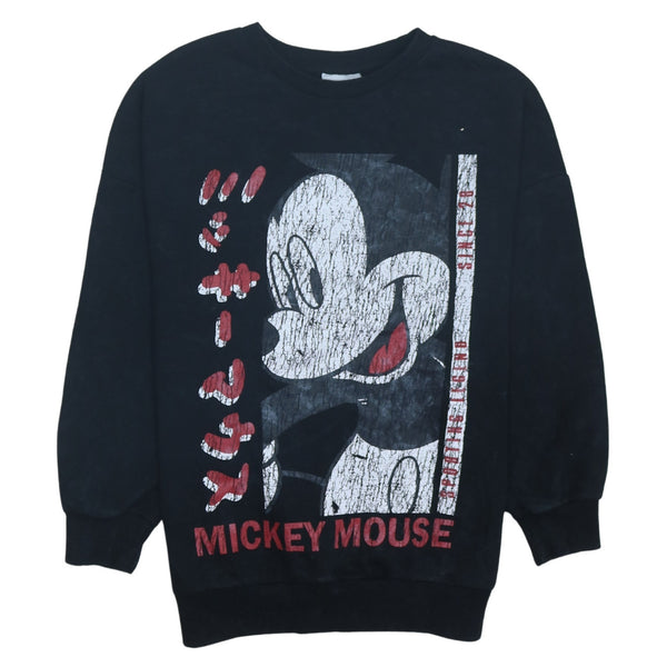 Vintage 90's Disney Mickey Mouse Black Crew Neck Sweatshirt Large