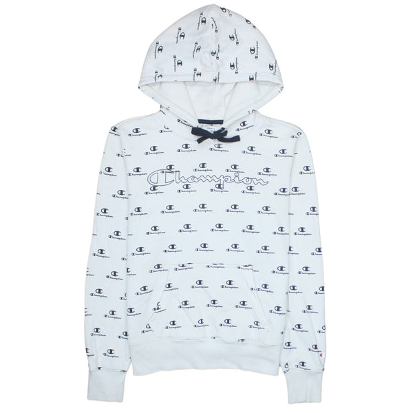 Champion 90's Spellout Pullover Hoodie Small White