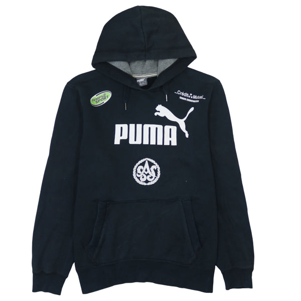 Vintage 90's Puma Black Spellout Pullover Hoodie, Men's Medium