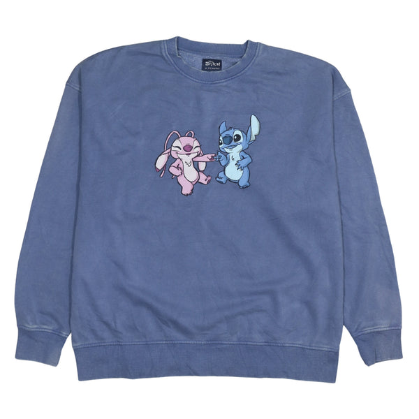 Diseny 90's Stitch & Angel Crew Neck Sweatshirt Small Blue