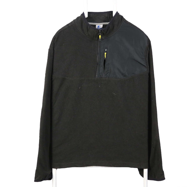 Vintage Starter 90's Black Quarter Zip Pullover Fleece Jumper Large