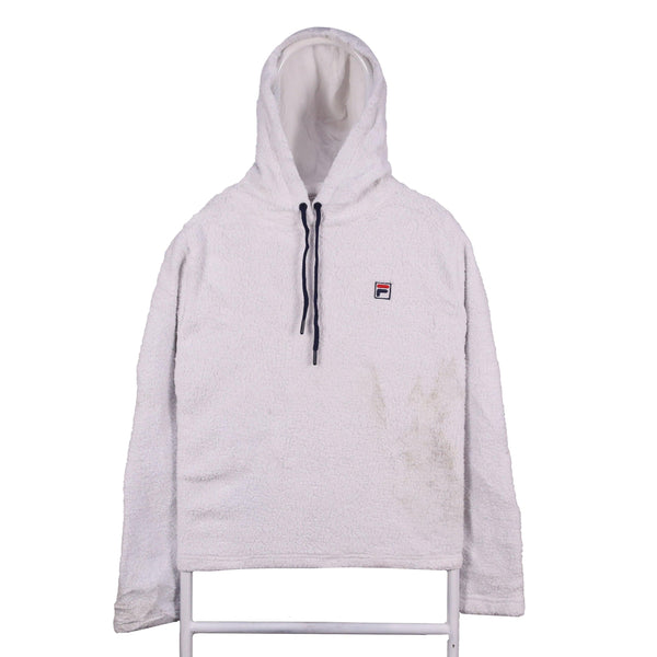 Fila 90's Hooded Fluffy Fleece Jumper Medium White
