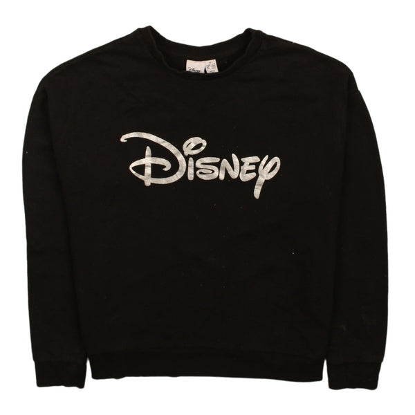 90's Disney Spellout Crew Neck Sweatshirt Black Women's M Vintage