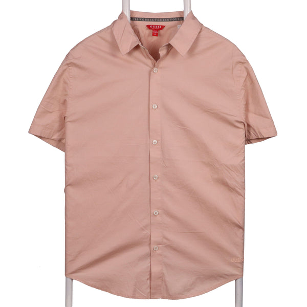 Guess Vintage 90's Women's Short Sleeve Pink Button Up Shirt Medium