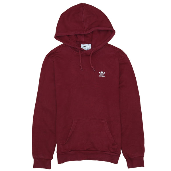 Adidas 90's Burgundy Red Drawstring Hoodie XS Pullover Pockets