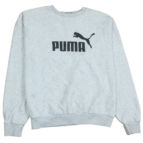 Puma Vintage 90's Grey Spellout Sweatshirt Men's Medium Crew Neck