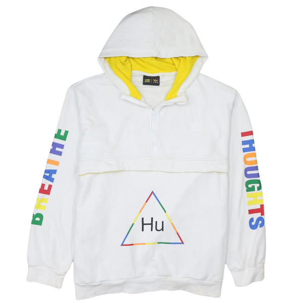 Adidas Vintage 90's Half Zip Hoodie XLarge Lightweight White Cotton