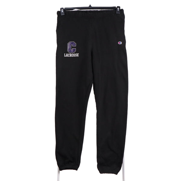 Vintage Champion 90s Men's Small Black Joggers Sweatpants with Drawstring Waist