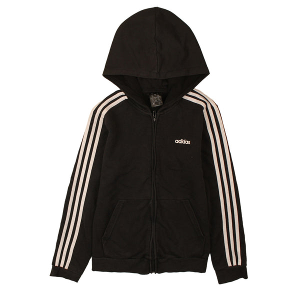Adidas 90's Striped Sleeve Full Zip Up Hoodie Medium Black