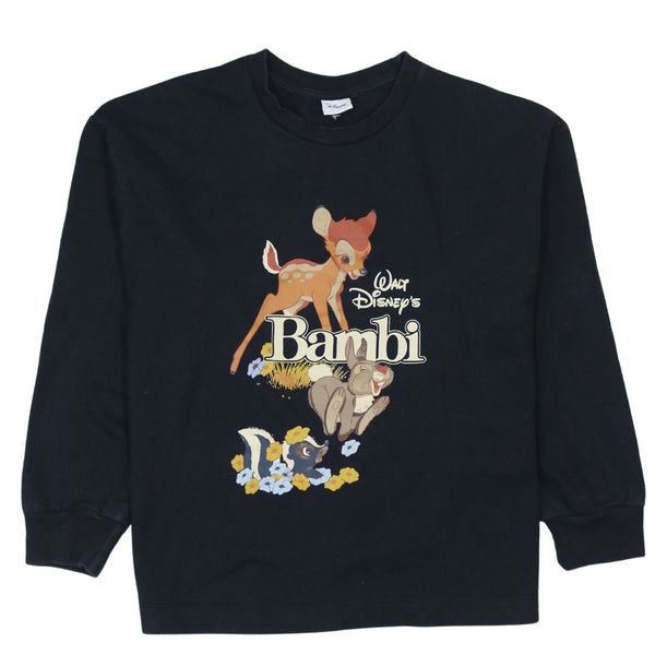 Disney 90's Bambi Crew Neck Sweatshirt Medium  Black