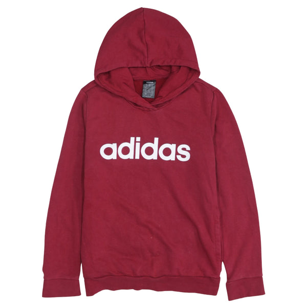 Adidas 90's Spellout Pullover Hoodie Medium Red
