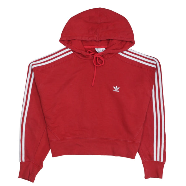 Adidas 90's Striped Sleeve Pullover Hoodie XLarge  Red