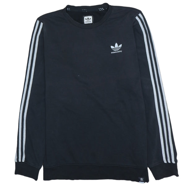 Adidas Vintage 90's Crew Neck Striped Sleeve Sweatshirt Medium Black