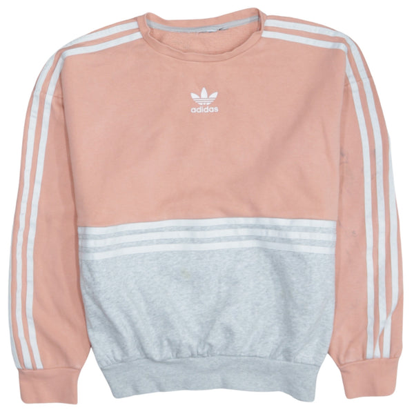 Adidas 90's Striped Sleeve Crew Neck Sweatshirt Large Grey - Vintage Style