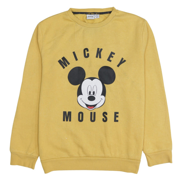 Disney 90's Mickey Mouse Crew Neck Sweatshirt Medium Yellow