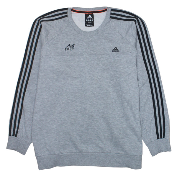 Adidas 90's Striped Sleeve Crew Neck Sweatshirt XLarge Grey