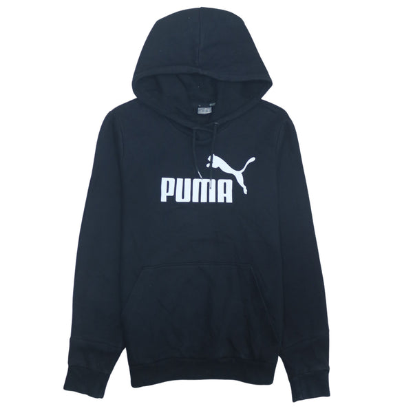 Puma Black 90's Spellout Pullover Hoodie, Vintage Style, Medium Cotton