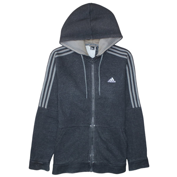 Adidas 90's Striped Sleeve Full Zip Up Hoodie Medium Black