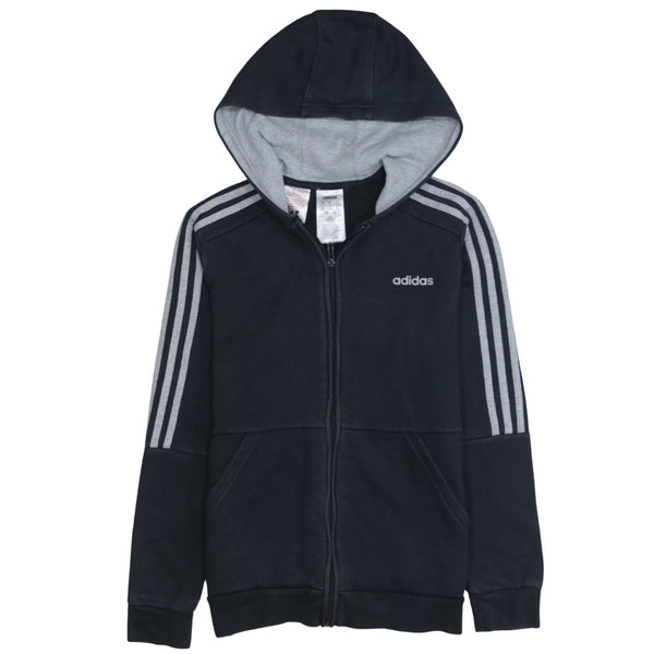 Adidas 90's Striped Sleeve Full Zip Up Hoodie Large Black