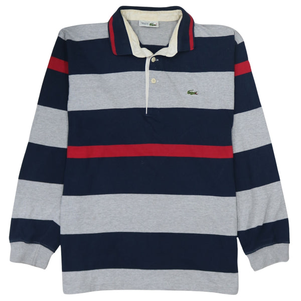 Lacoste 90's Long Sleeve Quarter Button Polo Shirt Medium Grey