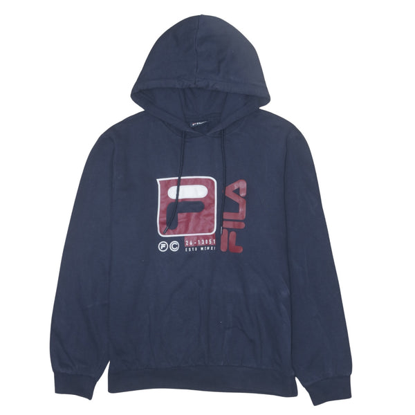 Fila 90's Spellout Navy Blue Pullover Hoodie - Large Size