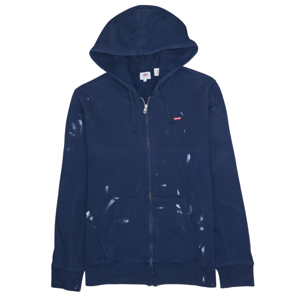 Levi's 90's Drawstring Pockets Full Zip Up Hoodie Medium Navy Blue
