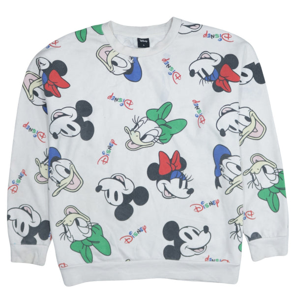 Disney 90's Mickey & Minnie Mouse Crew Neck Sweatshirt Large White