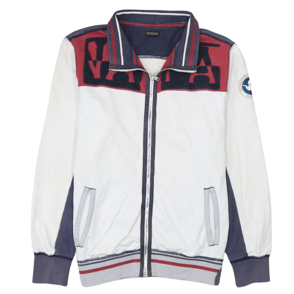 Napapijri 90's Lightweight Full Zip Up Sweatshirt Medium  White