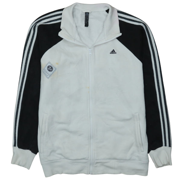Adidas 90's White Striped Sleeve Full Zip Up Sweatshirt Large