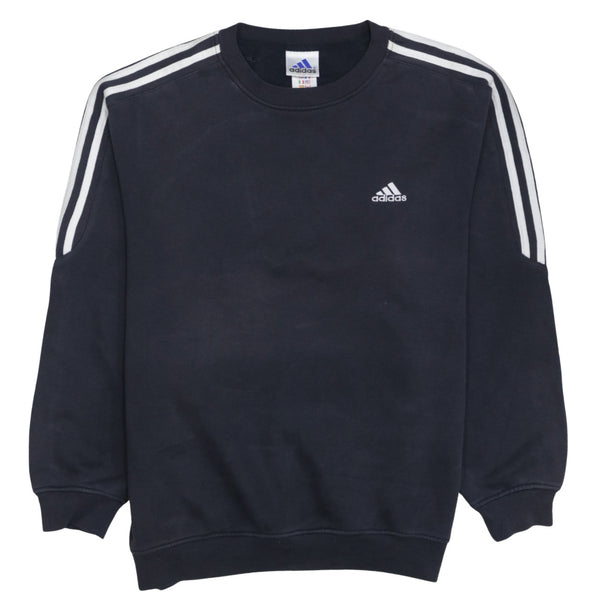 Adidas 90's Striped Sleeve Crew Neck Sweatshirt Medium Black