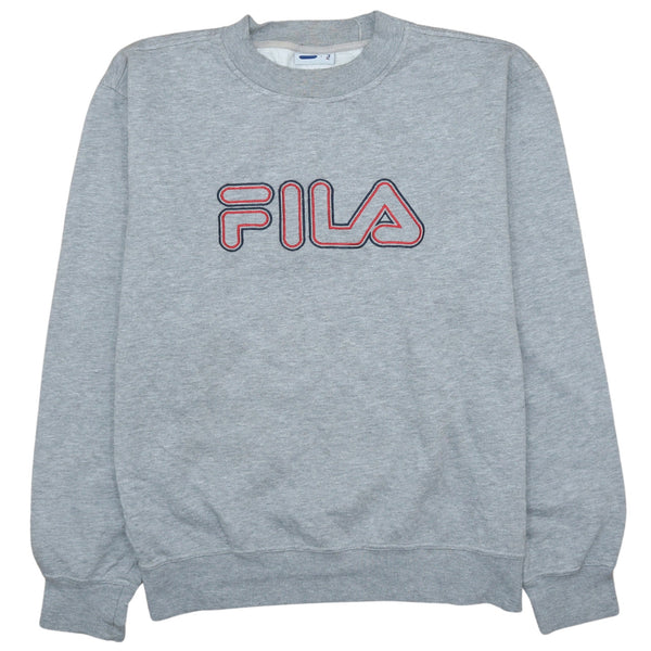 Fila 90s Vintage Grey Spellout Crew Neck Sweatshirt Large
