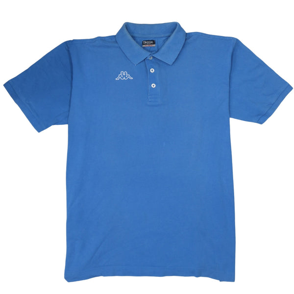 Kappa 90's Short Sleeves Quarter Button Polo Shirt XXLarge (2XL) Blue