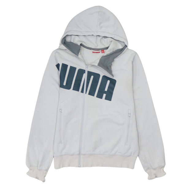 Puma 90's Spellout Full Zip Up Hoodie Small White