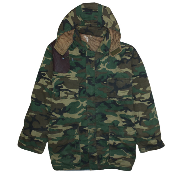 Retro 90's Hooded Full Zip Up Hoodie Large  Khaki Green