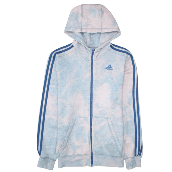 Adidas 90's Striped Sleeves Full Zip Up Hoodie Small Blue