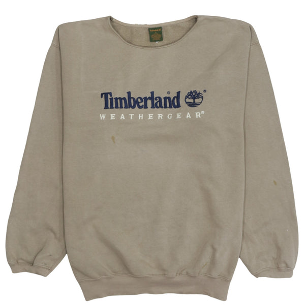 Timberland 90's Spellout Crew Neck Sweatshirt Large Tan Brown