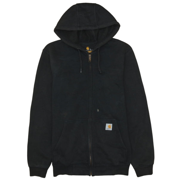 Carhartt 90's Drawstring Pockets Full Zip Up Hoodie Small Black