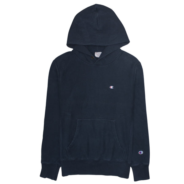 Champion 90's Drawstring Pockets Pullover Hoodie Large Black