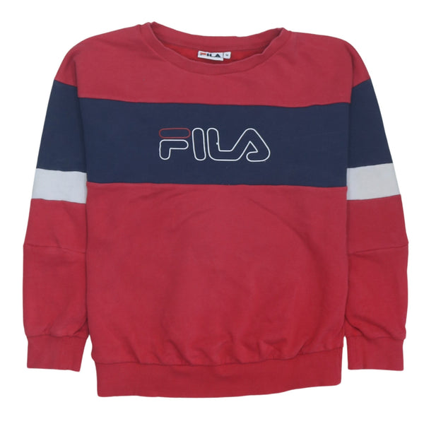 Fila 90's Spellout Crew Neck Sweatshirt Medium Red