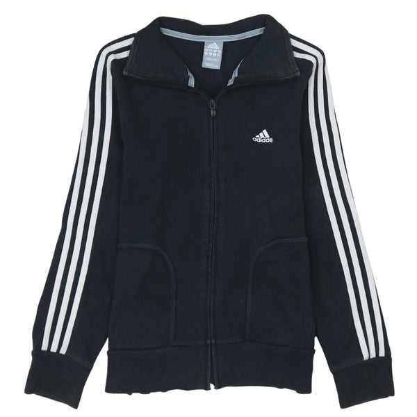 Adidas 90's Black Full Zip Up Sweatshirt Striped Sleeve Women's M