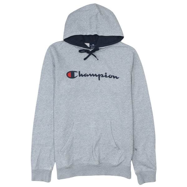 Champion Men's Medium Grey Spellout Pullover Hoodie Cotton Comfort