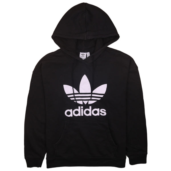 Adidas Vintage 90s Spellout Hoodie Black Women's Medium Pullover